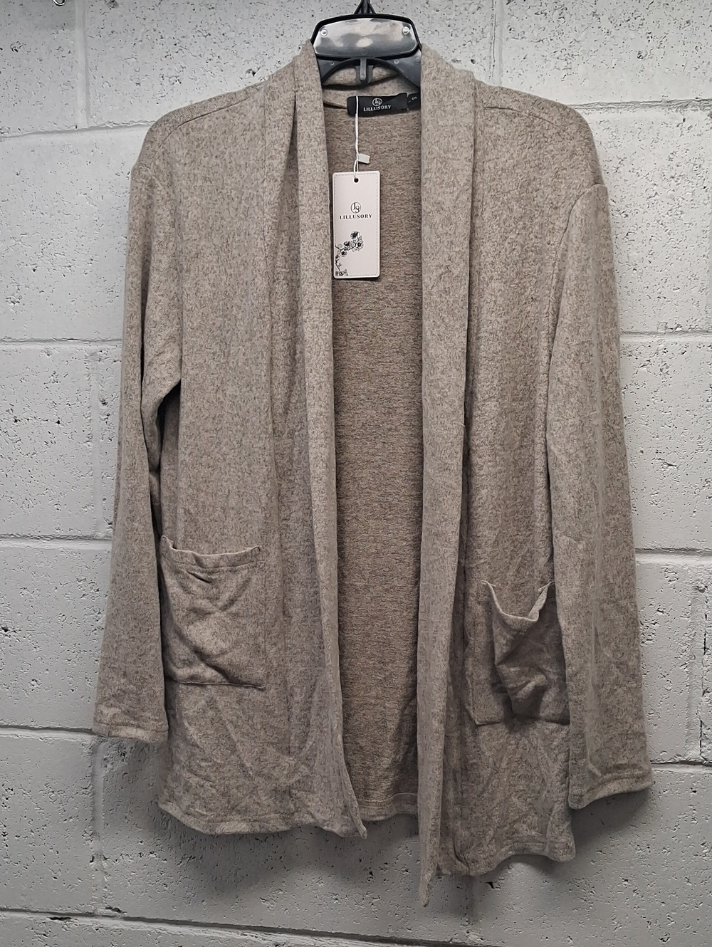 NWT Womens Tan Open Front Cardigan With Front Pockets